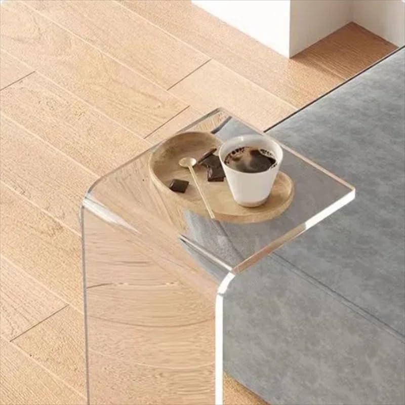 Acrylic Side Table,C Shaped End Table, Acrylic Sofa Side Table, Bedside Table for Bedroom Small Simple Modern Coffee Table Suitable for Living Room (Transparent) - color: Transparent