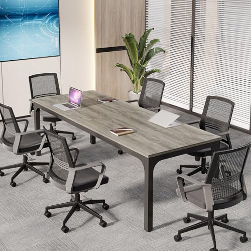Tribesigns 6.5 FT Conference Room Table, 78.74" W x 27.56" D Large Office Conference Table, Modern Seminar Meeting Table Desk for Boardroom, Meeting Room (1, Gray and Black) - color: Gray and Black