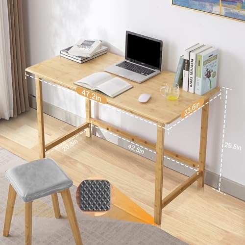 Nnewvante 47 Inch Computer Desk, Bamboo Writing Desk, Modern Simple Work Desk for Home Office, Gaming Desk Study Table - size: 47''-Bamboo