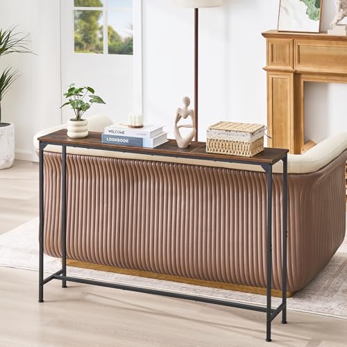 Console Table, Narrow Entryway Table, Thin Sofa Table, Behind Couch Table,for Hallway, Bedroom, Living Room, Foyer, 9.4 x 47.2 x 31.5 Inches, Rustic Brown - size: 9.4" W x 47.2" D, style: Ordinary