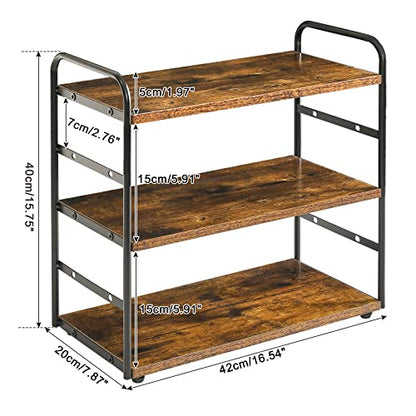 IBUYKE Kitchen Countertop Standing Storage Shelf,Brown TWJ001H | 3-Tier Bathroom Counter Organizer Tray Countertop Storage Shelf Counter Standing Rack Cosmetic Holder - size: square, style: 1