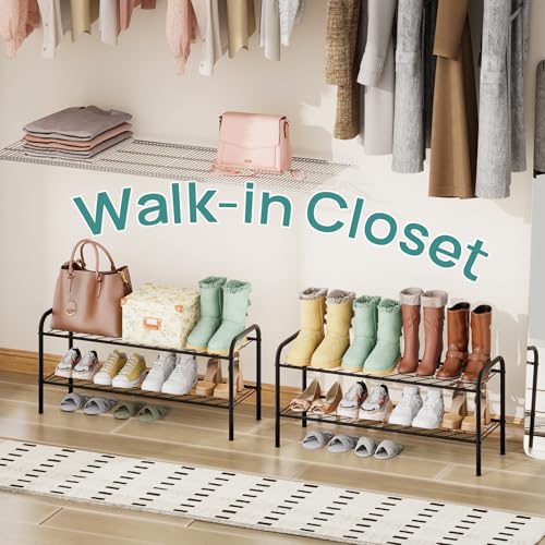 viewcare Shoe Rack for Closet, 2-Tier Long Shoe Rack for Entryway & Garage, Sturdy Metal Construction, Shoe Organizer Holds 6-10 Pairs - size: 2-Tier(Long)