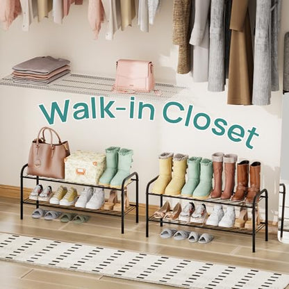 viewcare Shoe Rack for Closet, 2-Tier Long Shoe Rack for Entryway & Garage, Sturdy Metal Construction, Shoe Organizer Holds 6-10 Pairs - size: 2-Tier(Long)