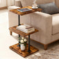 Swivel Side Table Adjustable Height, 3-Tier End Table 360°Rotatable Tray | Space Saving Nightstand with Storage Shelf for Small Spaces, Living Room, Bedroom - size: 1pcs