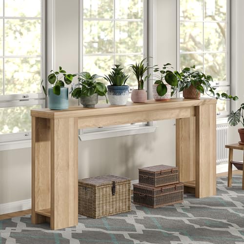 FUSOU 70.9'' Long Console Table, Sofa Table Behind The Couch, Farmhouse Entryway Table for Entryway, Living Room, Foyer, Hallway - color: Oak