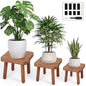 Pinkunn 3 Pcs Wood Plant Stand Indoor Plant Stand for 3-12 Inch Pots Mid-century Modern Plants Stool Plants Pot Holder Home Decor for Balcony Living Room Office Courtyard Detachable(Square Style) - style: Square Style