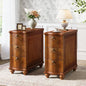 Tribesigns Wood End Table Set of 2, Fully Assembled Nightstand with Drawers | Narrow Tall Slim Side Table for Bedside, Small Spaces, Living Room, Bedroom, Walnut Brown, No Assembly Required - color: Walnut Brown