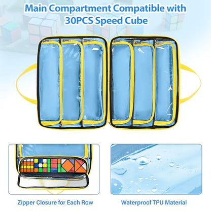 CURMIO Speed Cube Carrying Case, Portable Storage Bag Compatible with 34pcs Puzzle Cube for Home & Travel Use, Navy-White(Bag Only) - color: Navy White