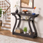 47" Wood Console Table for Entryway, Narrow Sofa Table with 3-Tier Shelves | Curved Legs Farmhouse Hallway Table, Skinny Console Table Behind Couch, Rustic Wooden Entry Table for Living Room (Brown) - color: Dark Brown