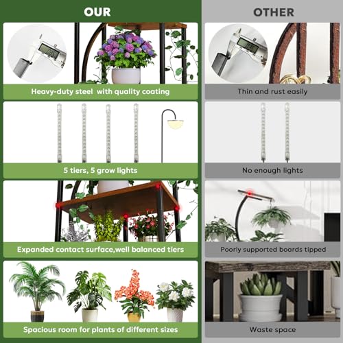 2-Pack Plant Stand with Grow Lights for Indoor Plants, Dimmable & Zone Control Smart Plant Shelf, Modern Corner Display Rack for Living Room, Balcony, Office, Small Apartment & Plant Lovers
