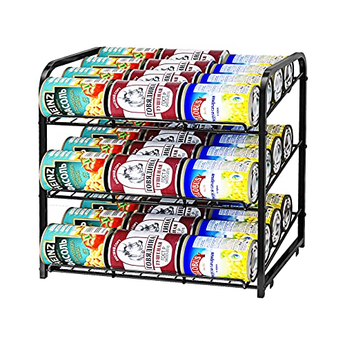 Can Rack Organizer, 3 Tier Stackable Can Storage Dispenser,for Food Storage, Kitchen or Pantry, Storage for 36 Cans, Black - color: Black