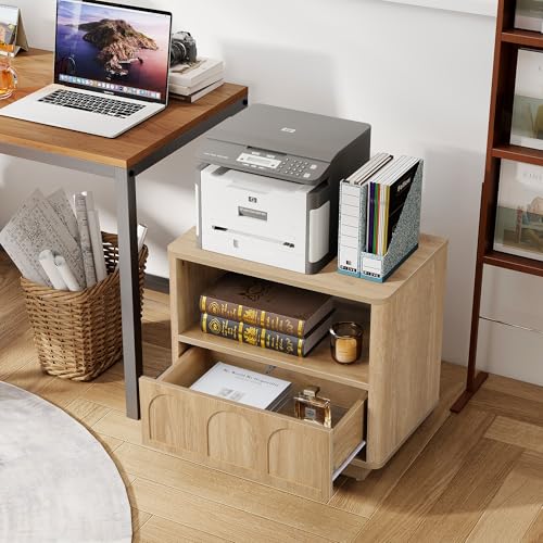 Accent Bed Side Table with Charging Station, Mid Century Modern Nightstand with Storage for Bedroom, Low Rectangle End Table with Drawer for Living Room Couch, Office, Samll Spaces - Natural - size: Natural-drawer
