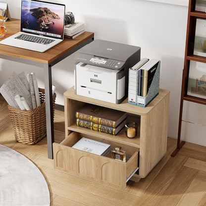 Accent Bed Side Table with Charging Station, Mid Century Modern Nightstand with Storage for Bedroom, Low Rectangle End Table with Drawer for Living Room Couch, Office, Samll Spaces - Natural - size: Natural-drawer