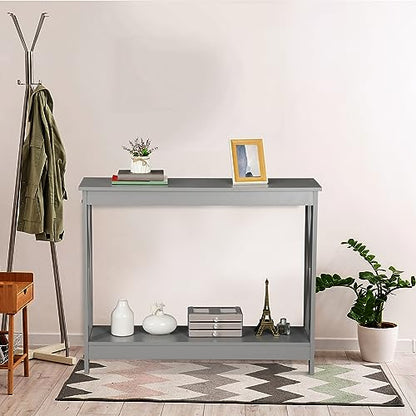 Nouva 2-Tier Narrow Console Sofa Side Table for Hallway Foyer Table Sofa Long Accent Table for Living Room,Grey - color: Grey