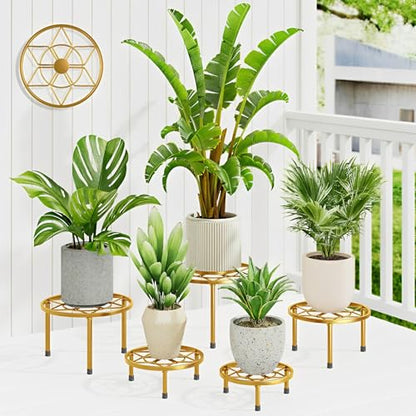 5 Pack Outdoors Plant Holders Gold Plant Risers Indoor(GoldDiamond) - color: GoldDiamond