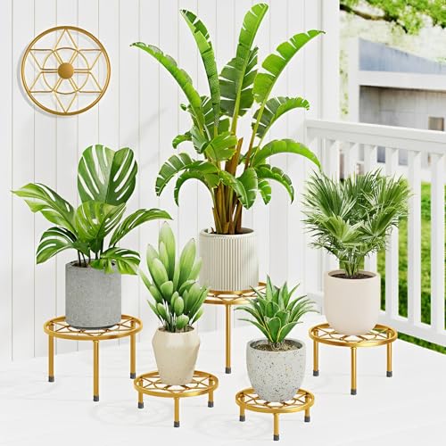 5 Pack Outdoors Plant Holders Gold Plant Risers Indoor(GoldDiamond) - color: GoldDiamond