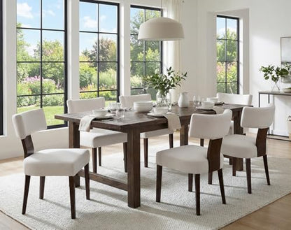 RIVOVA Set of 4 Modern Dining Chairs, Farmhouse Velvet Upholstered Dining Room Chairs Kitchen Chairs Side Armless Chairs with Curved Backrest Wood Legs, Cream - color: Cream Curved
