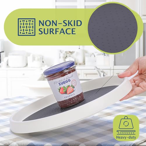 Set of 6, 12 Inch Non-Skid Lazy Susan Turntable, Lazy Susan Organizer for Cabinet, Pantry Organization, Kitchen Storage, Bathroom Sink Cabinet, Refrigerator, Countertop, Spice Rack (6 Pack 12 in) - size: Grey 12 In 6 Pack
