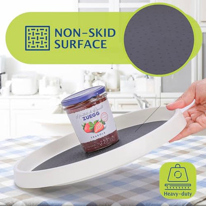 Set of 6, 12 Inch Non-Skid Lazy Susan Turntable, Lazy Susan Organizer for Cabinet, Pantry Organization, Kitchen Storage, Bathroom Sink Cabinet, Refrigerator, Countertop, Spice Rack (6 Pack 12 in) - size: Grey 12 In 6 Pack