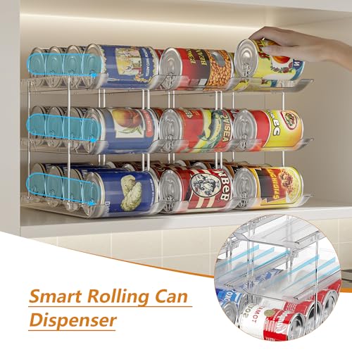 LXLXXL Can Organizer for Pantry Canned Food Storage Goods Holders 4 Tier | Automatic Rolling,Clear Acrylic Can Storage Rack,Sturdy and Stackable,for Fridge Cabinet Pantry Kitchen desktop Storage - size: 4Tier*3