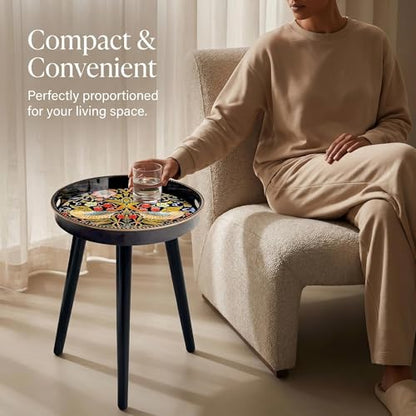 Round Indoor Side Tables with Detachable Wooden 3 Legs, Versatile Tray Table, Perfect for Round Coffee Table Tea, and Relaxation Time 17.7 Inch (Strawberry) - color: Strawberry