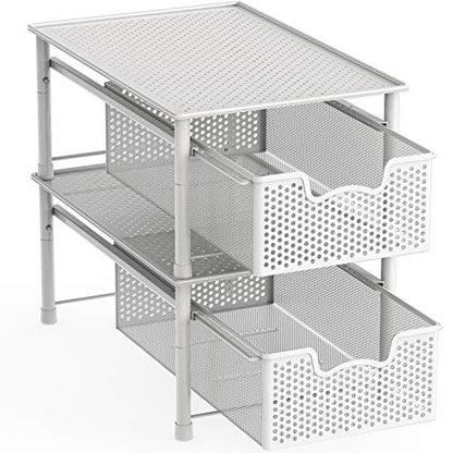 Simple Houseware Stackable Cabinet Basket Drawer Organizer, White - color: White, size: 1-Tier