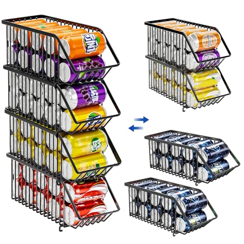 Soda Can Organizer of 4 Pack,Stackable Can Organizer For Pantry, Soda Storage, Soup Soda Can Dispenser, Can Storage Rack for Pet Food Cans