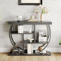Garvee Entryway Table with Storage, Industrial 4-Tier Narrow Console Table Behind Couch with Half-Circle Base & Storage Shelves for Living Room, Hallway, Foyer - color: Black