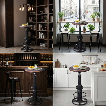 Topower Industrial Bar Table 38.58-48.43" Adjustable Pub Table Kitchen Dining Coffee Bistro Table Silver - color: Silver