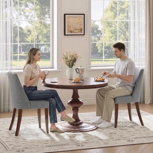 COLAMY Upholstered Dining Chairs Set of 4 with Wood Legs, Light Grey | Mid Century Kitchen Chairs with Back, Fabric Side Dining Room Chairs for Dining Room Restaurant - color: Light Grey, size: Set of 4