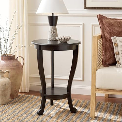 SAFAVIEH Furniture - Mary Pedestal Table - Dark Chocolate - Solid Wood - Farmhouse Pedestal Design - Ideal for Living Room, Entryway, Home Office, 18.1" W x 18.1" D x 26" H (AMH5711F) - color: Dark Chocolate
