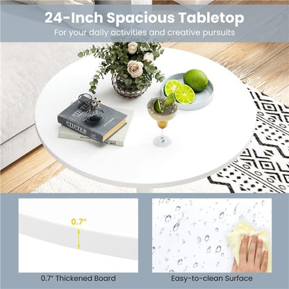 ERGOMASTER Cocktail Table,Two-in-one Modern Style Standing Circular Bar Table 40"/22" Two Convertible Height Suitable for Dining Room, Restaurant, Kitchen (2, White) - color: White, size: Diameter：23.99‘’