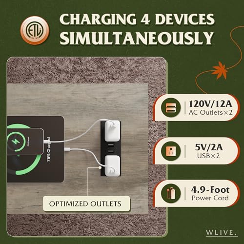 WLIVE Farmhouse End Tables Living Room, Narrow Side Table with Charging Station, Slim End Table, Side Table for Bedroom, Small Spaces, 2 USB and 2 Power Outlets, 11.8" D x 23.6" W x 23.74" H - color: Greige
