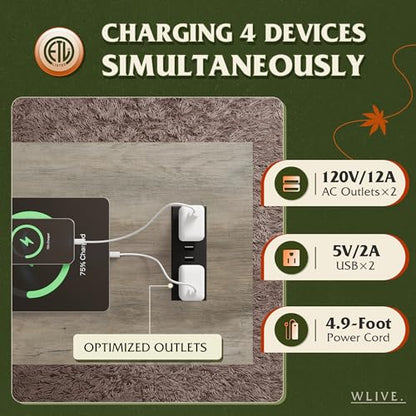 WLIVE Farmhouse End Tables Living Room, Narrow Side Table with Charging Station, Slim End Table, Side Table for Bedroom, Small Spaces, 2 USB and 2 Power Outlets, 11.8" D x 23.6" W x 23.74" H - color: Greige