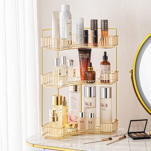 3-Tier Corner Bathroom Counter Organizer – Classic Storage Shelf for Makeup, Perfume & Toiletries, Space-Saving Countertop Tray Fits Bathroom, Dresser, Kitchen (Vintage Gold) - color: Vintage Gold, size: Classic-3 Tier
