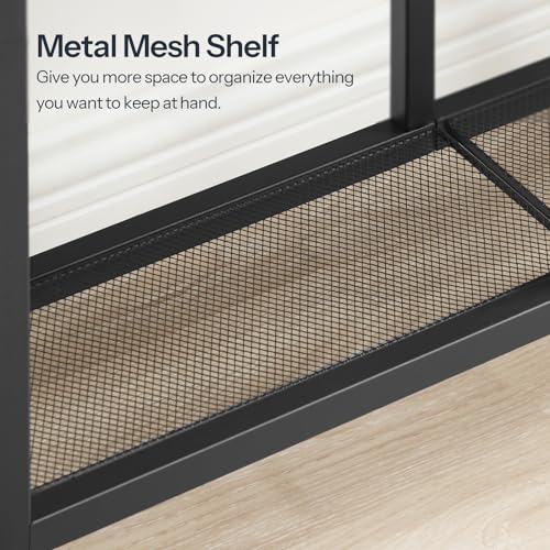 HOOBRO Narrow Console Table, Sofa Table, 4-Tier Industrial Entryway Table with Metal Mesh Shelf, Hallway Table with Adjustable Feet, for Entryway, Living Room, Hallway, Greige and Black BG79XG01 - color: Greige + Black