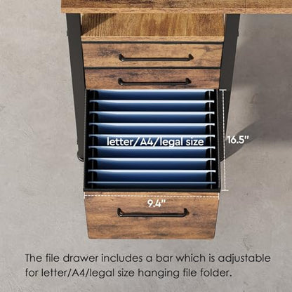Ｍａｉｈａｉｌ Maihail Small Desk with Drawers, 40 inch Computer Desk with Shelves, Writing Desk with Storage, Small Office Desk with Metal Frame, Rustic Brown2 - color: Rustic Brown, size: 40 inch