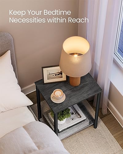 VASAGLE Side Tables Set of 2, Small End Table, Nightstand for Living Room, Bedroom, Office, Bathroom, Misty Gray and Classic Black ULET272B68 - color: Misty Gray + Classic Black