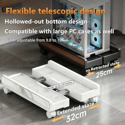 Heavy-Duty Adjustable Mobile CPU Stand with Locking Wheels,PC Tower Floor Cart,Ventilated Rolling Computer Holder Fits Most Gaming&Office Towers, Under Desk PC Riser with Caster Wheels (Marble Pattern) - color: Marble Pattern