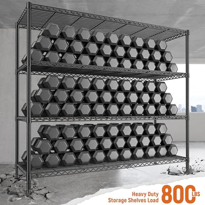 REIBII Storage Shelves 45.3''W Wire Shelving Unit 4 Tier Metal Shelves for Storage Rack Metal Shelving for Pantry Shelves Kitchen Steel Shelving, 45.3''W*63''H*17.7" D - size: 45.3"W×63"H×17.7"D