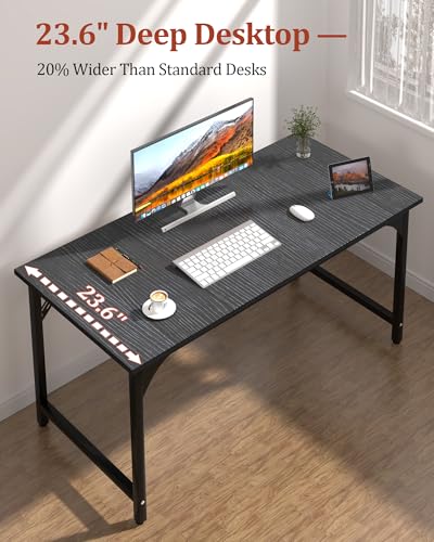 Computer Desk, 47.2" Office Desk, Extra Wide 23.62” Deep Desktop, 0.59” Thick Heavy-Duty Home Office Desks, Office Table with Steel Frame, Modern Wood PC Desk for Bedroom Study Writing Gaming Work
