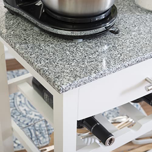Linon Kitchen Island, White, 22.88 x 15.75 x 33.88 - color: White and Granite, style: Whitney