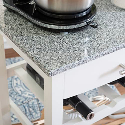 Linon Kitchen Island, White, 22.88 x 15.75 x 33.88 - color: White and Granite, style: Whitney