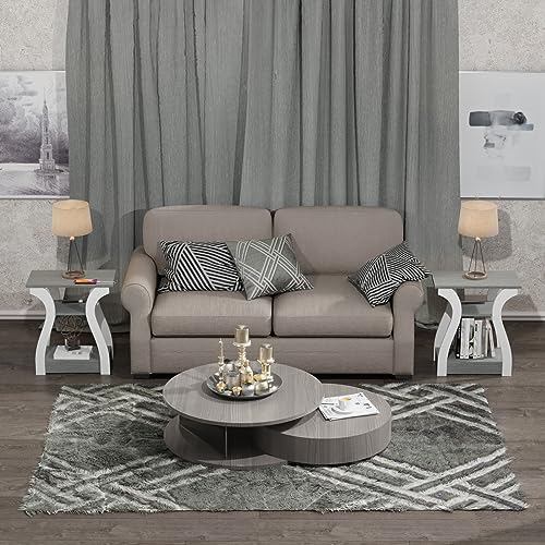 FROMJBEST End Tables Living Room Set of 2,Grey End Table with Charging Station,Grey Side Table, Nightstand for Bedroom, 3 Tier End Table with Storage Shelf for Living Room - color: Grey