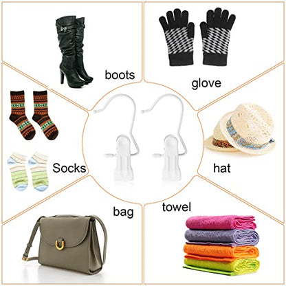 Hotop 48 Pieces Boot Hanger Clips for Closet, Laundry Hanging Hooks Heavy Duty Clips Boot Holder Portable Single Hooks Space Saving for Pants Jeans Clothes Hats Tall Towels (White) - color: White