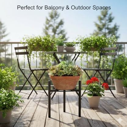 Adjustable Plant Stand Indoor Outdoor, Heavy Duty Metal Modern Plant Holder for 8-12 Inch Pots, Stable Corner Flower Pot Stand Black (Pot & Plant Not Included) (Back-2PCS) - size: Back-2PCS
