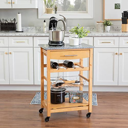 Linon Kitchen Island Granite Top, 33.88" x 22.8" x 15.63", Natural - color: Daa, style: Whitney