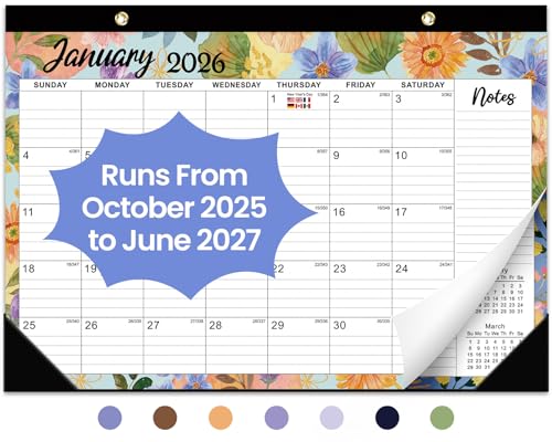 Desk Calendar 2026-2027, 21-Month Calendar Runs Unitl June 2027, Large 17" x 12" Monthly Desktop & Wall Calendar for Home & Office - Botanic Whimsy - color: b-Botanic Whimsy, size: Oct 2025-jun 2027