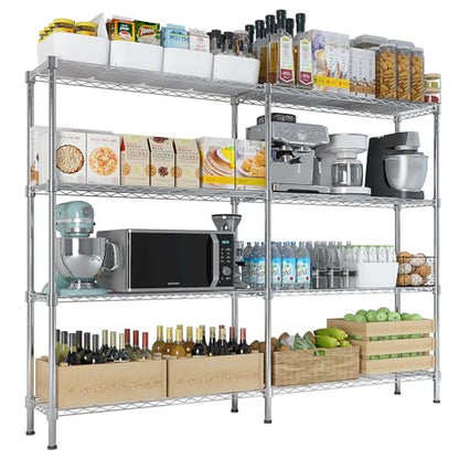 4-Tier Shelf, Adjustable Wire Metal Rack Shelving, Heavy Duty Standing Storage Shelves, Garage, Kitchen, Office, Bathroom, Shelfs Easy Assembly, 57.9" W x 13.8" D x 59" H, Chrome - color: Chrome, size: 4-tier 57.87"W x 13.78"D x 59.06"H