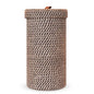 Handmade Cotton & Jute Toilet Paper Holder – Woven Toilet Paper Stand & Storage Basket with Lid, Freestanding Organizer for Bathroom, Fits 3 Mega Rolls 14" x 7'' - color: Black